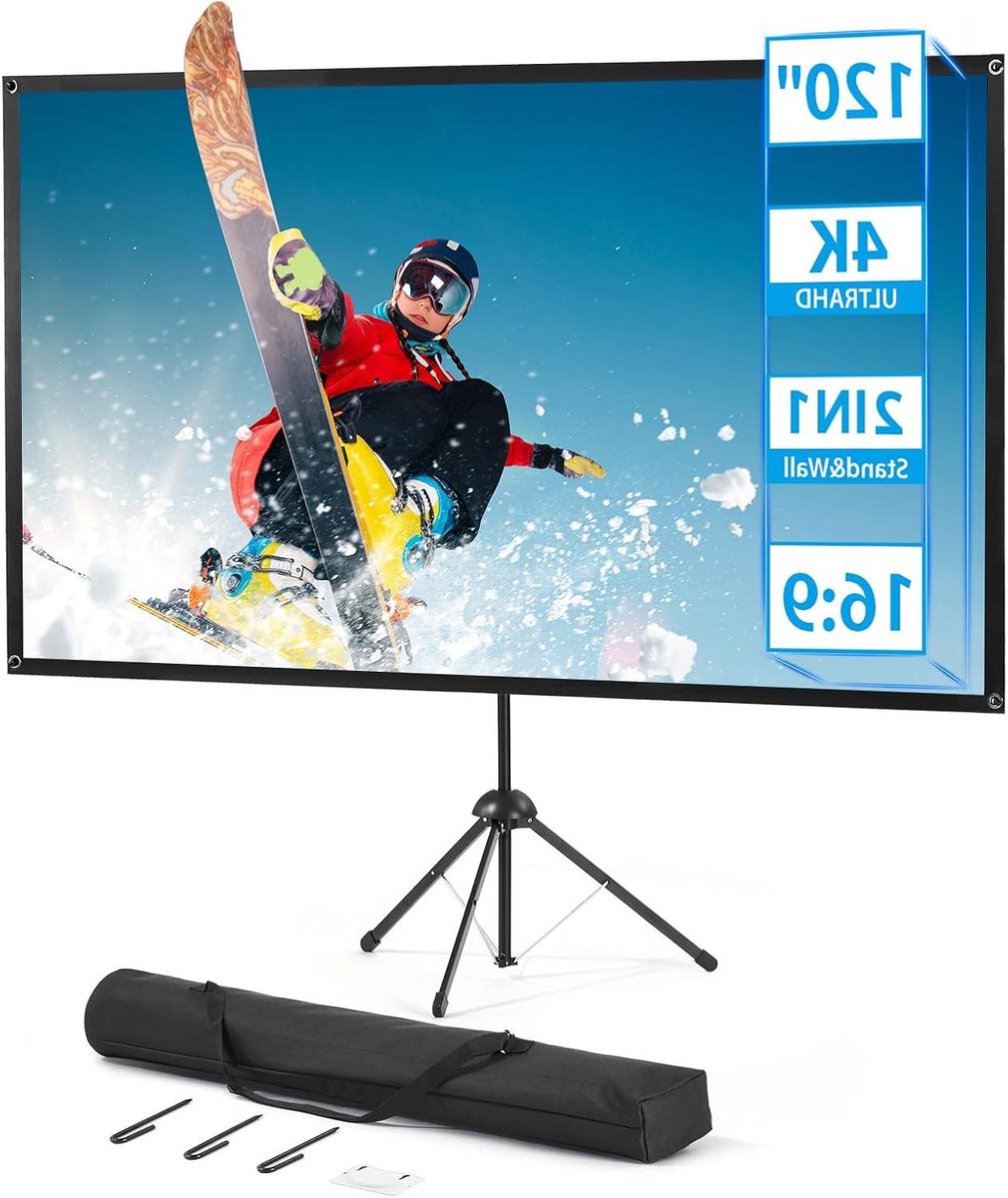 Beamerscherm met Statief - Projectorscherm Draagbaar - Thuisbioscoop Creëren - 120 Inch 16:9 - 265.6 x 149.4 cm - Wit
