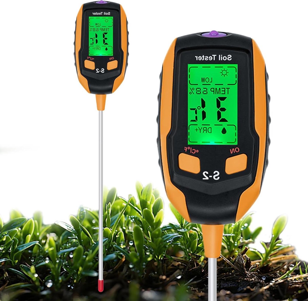 Digitale Bodemmeter - Plantenmeter Vochtigheidssensor - Plantenverzorging Tuinieren - 5-in-1 Functies LCD - 32 cm - Grijs