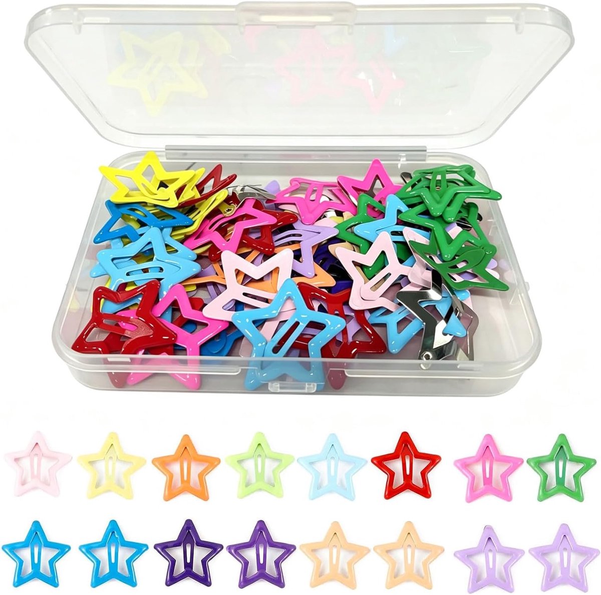Haarspelden, Haarspelden Ster Haarspelden 1.22” Kleurrijke Metaal Snap Ster Haarclips voor Meisjes en Vrouwen, Trendy Ster Haaraccessoires voor Dagelijks Gebruik, Feestjes en Y2K