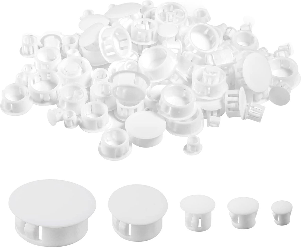 Schroefdoppen Kunststof 120 Stuks 6/8/10/16/20mm Afdekkappen Voor Schroeven Afdekdoppen Witte Gatdoppen Afdekkappen Plastic Voor Het Decoreren En Beschermen Van Keukenkastschroeven