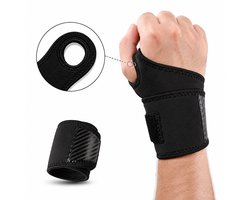 Polsbrace - Voor Links en Rechts - Verstelbare Polssteun met Duimlus - Polsbandage voor Sport, Werk en Dagelijks Gebruik - One Size - Zwart