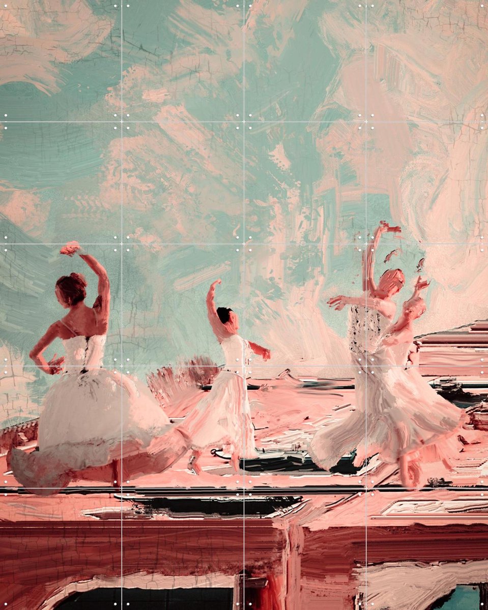 IXXI Ballet Dancers, Vineet Suresh - 80 x 100 cm - Gratis ophangtool - Grote wanddecoratie en posters - Surrealisme, Kwaststreken, Kleurrijk, Gemengde