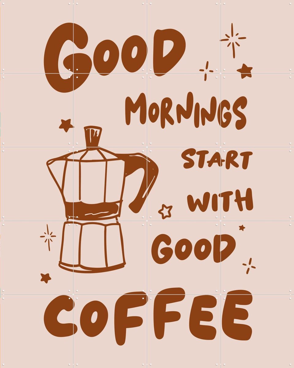IXXI Morning Coffee, Palmartprints - 80 x 100 cm - Gratis ophangtool - Grote wanddecoratie en posters - Digitale Kunst, Illustraties, Typografie