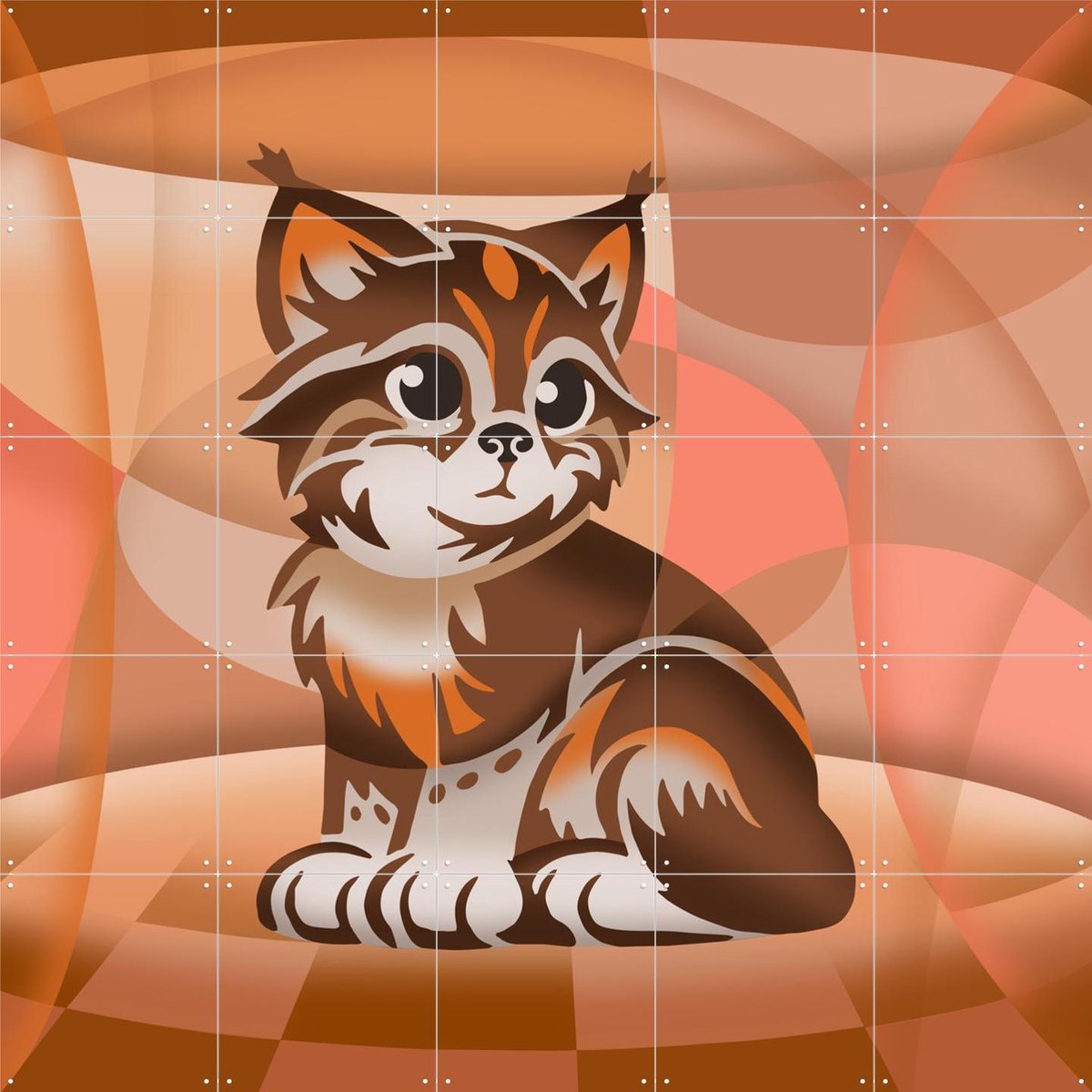 IXXI Baby Lynx, Alejandro B. Canoy - 100 x 100 cm - Gratis ophangtool - Grote wanddecoratie en posters - Illustraties, Modern, Cartoonesk, Speels