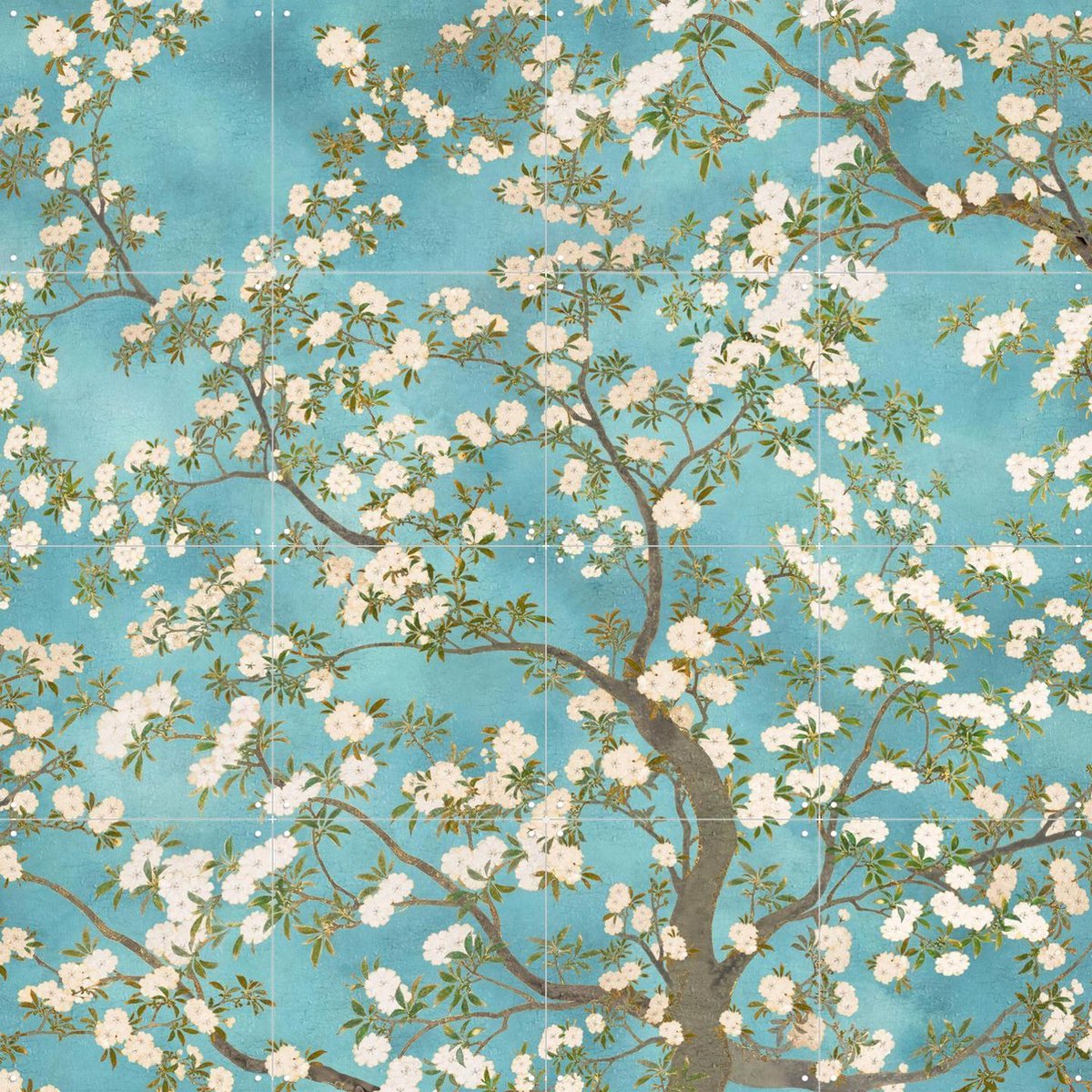 IXXI Chinoiserie Floral Blossom Garden, Bloomery Decor - 80 x 80 cm - Gratis ophangtool - Grote wanddecoratie en posters - Klassiek, Art Nouveau