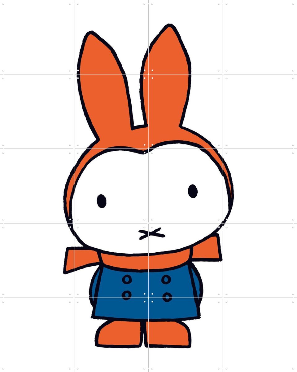 IXXI Nijntje Sjaal, Nijntje - 80 x 100 cm - Gratis ophangtool - Grote wanddecoratie en posters - Cartoonesk, Illustraties, Babykamer, Nijntje
