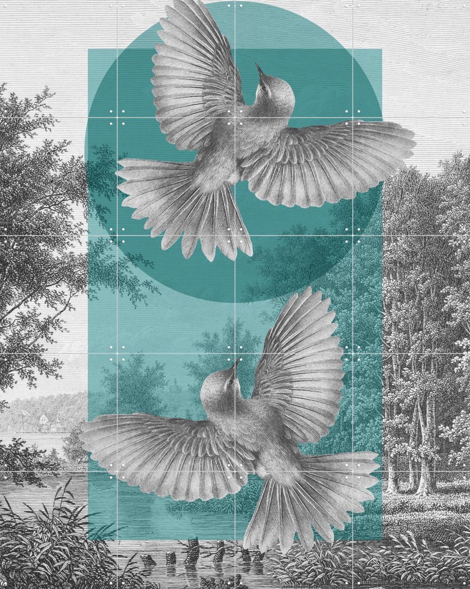 IXXI Vintage Forest, Marja van den Hurk - 80 x 100 cm - Gratis ophangtool - Grote wanddecoratie en posters - Modern, Abstract, Collage, Illustraties