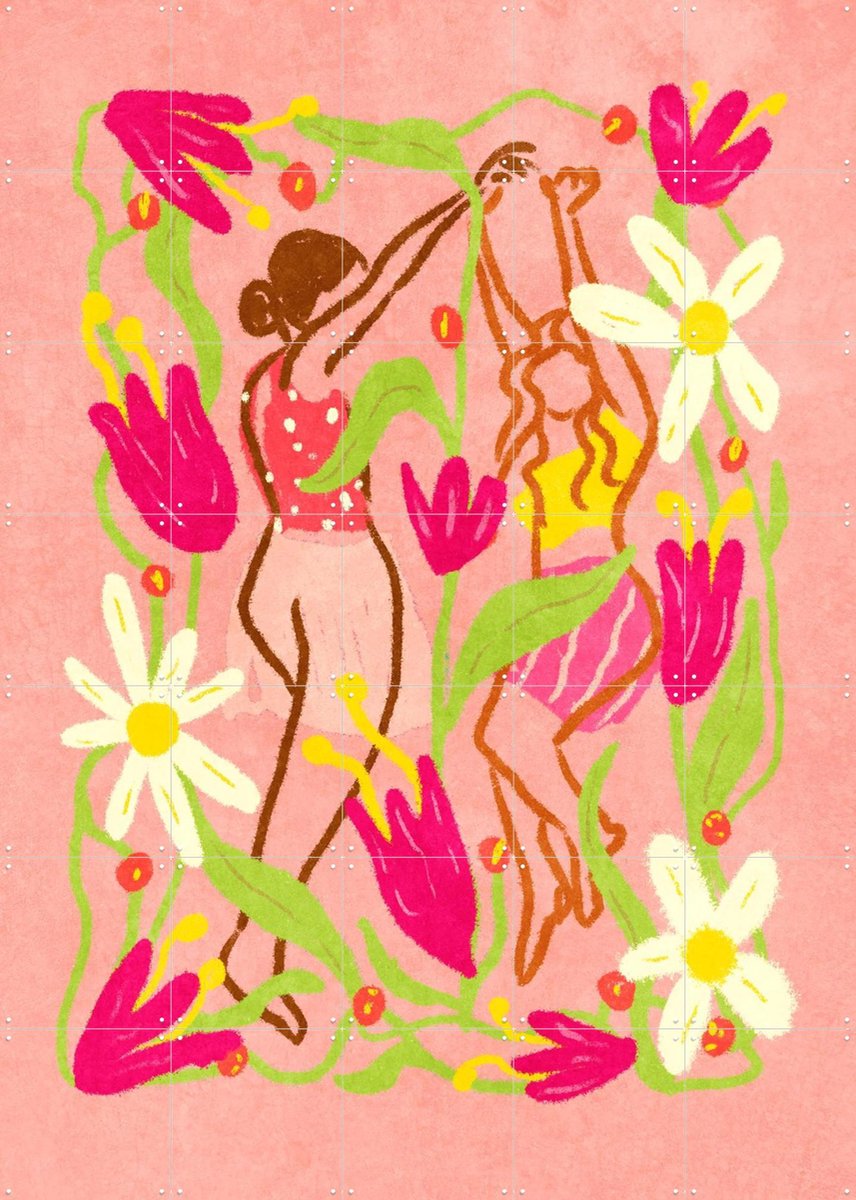 IXXI Spring Dance, Raissa Oltmanns - 100 x 140 cm - Gratis ophangtool - Grote wanddecoratie en posters - Fantasierijk, Illustraties, Speels