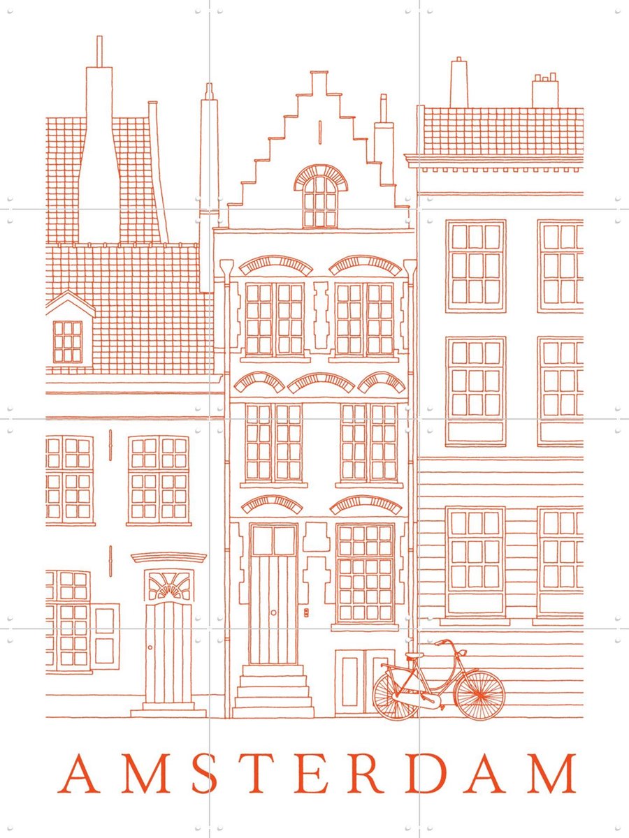 IXXI Amsterdam Lines, Florent Bodart - 60 x 80 cm - Gratis ophangtool - Grote wanddecoratie en posters - Technische Tekening, Geometrische Kunst