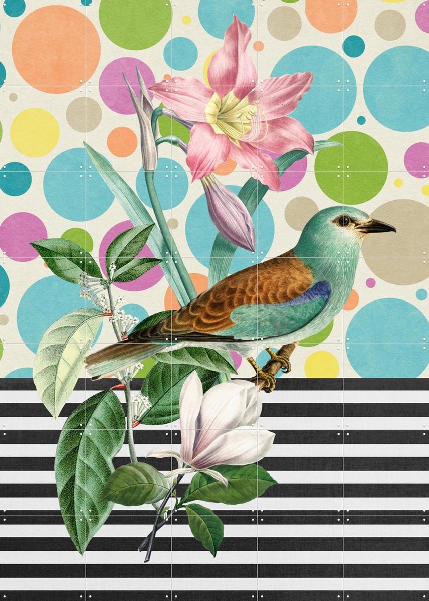 IXXI Sweet Spring Bird, Marja van den Hurk - 100 x 140 cm - Gratis ophangtool - Grote wanddecoratie en posters - Digitale Kunst, Gemengde Technieken