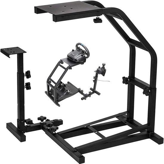 Simulator cockpit - Race stuurstandaard - Gaming ervaring - Volledig verstelbaar - 57-72.5 cm hoogte - Zwart — afbeelding 2