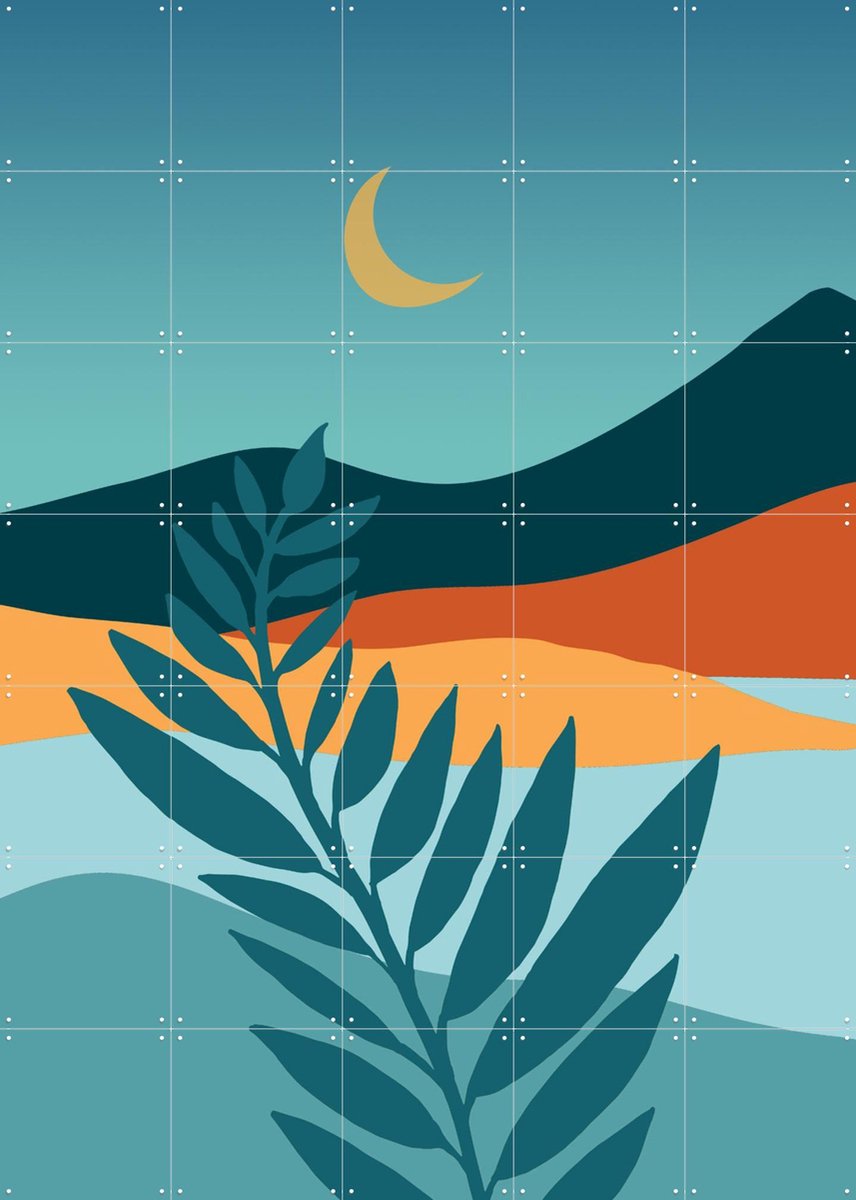 IXXI Mediterranean Twilight, Kristian Gallagher & Various - 100 x 140 cm - Gratis ophangtool - Grote wanddecoratie en posters - Kleurrijk, Digitale