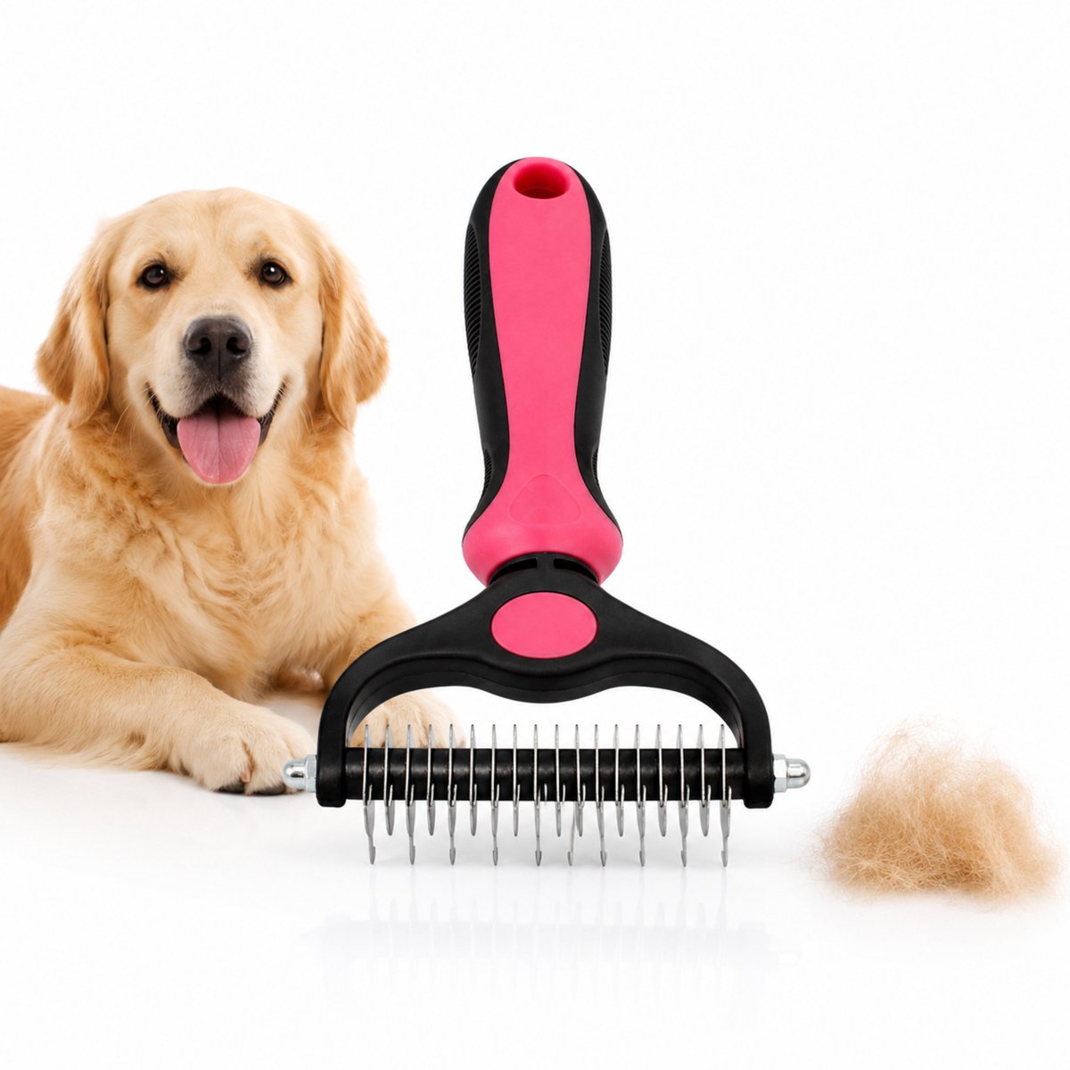 Knaak 2-Zijdige Ondervacht Kam Honden - Roze - Hond en kat - Zwart - 1 Stuk
