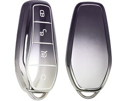 kwmobile autosleutel hoesje geschikt voor BYD Atto 3 / Sealion / Han / Tang / Dolphin/Seal hoes - TPU autosleutel behuizing - Beschermende auto sleutel case - Sleuteletui in donkergrijs / zilver