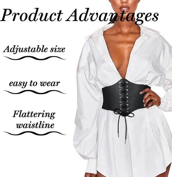 Corset riem, elastische riem voor vrouwen piratenkostuum volwassen vrouwen piratenkorset Catwoman accessoires leren korset riem taille korset voor cosplay piratencatwoman — afbeelding 3