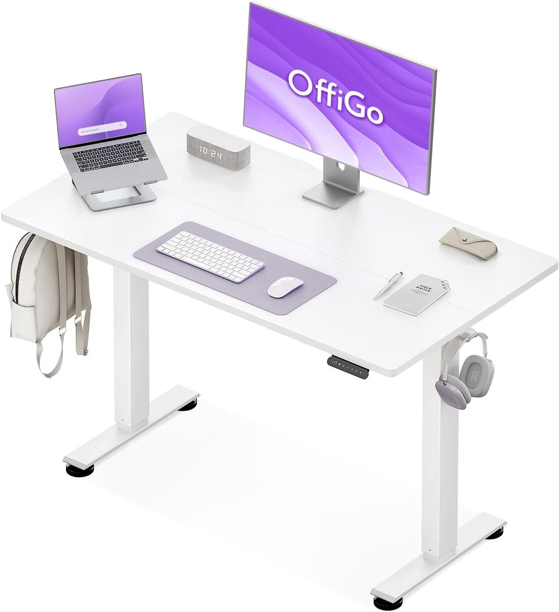 Gaming bureau hoogteverstelbaar 120cm - wit - modern ontwerp - ideale werkplek voor gamers - ShopVlot