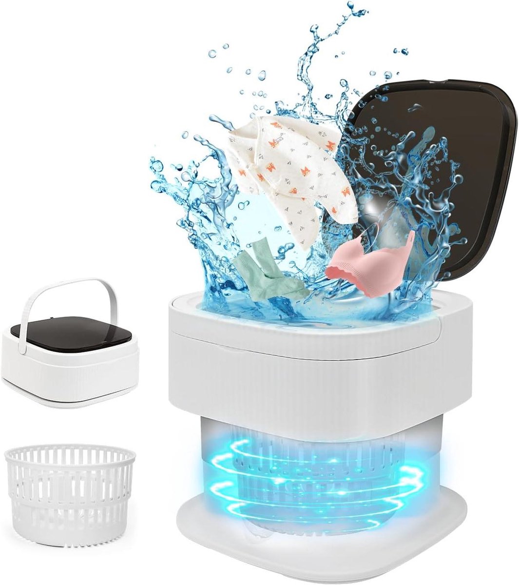 Draagbare Mini Wasmachine Opvouwbare Wasmachine Reiswasmachine Kleine Wasjes Wassen Met Centrifuge Afdruiprek 16 Liter 1.8 kg