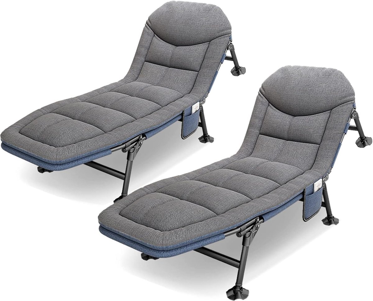 tuinligbed, inklapbaar, met kussen, ligstoel, inklapbaar, veldbed met ligfunctie, campingligstoel, 190 x 67 x 38 cm, karperligbed met 6 poten, relaxbed voor binnen en buiten