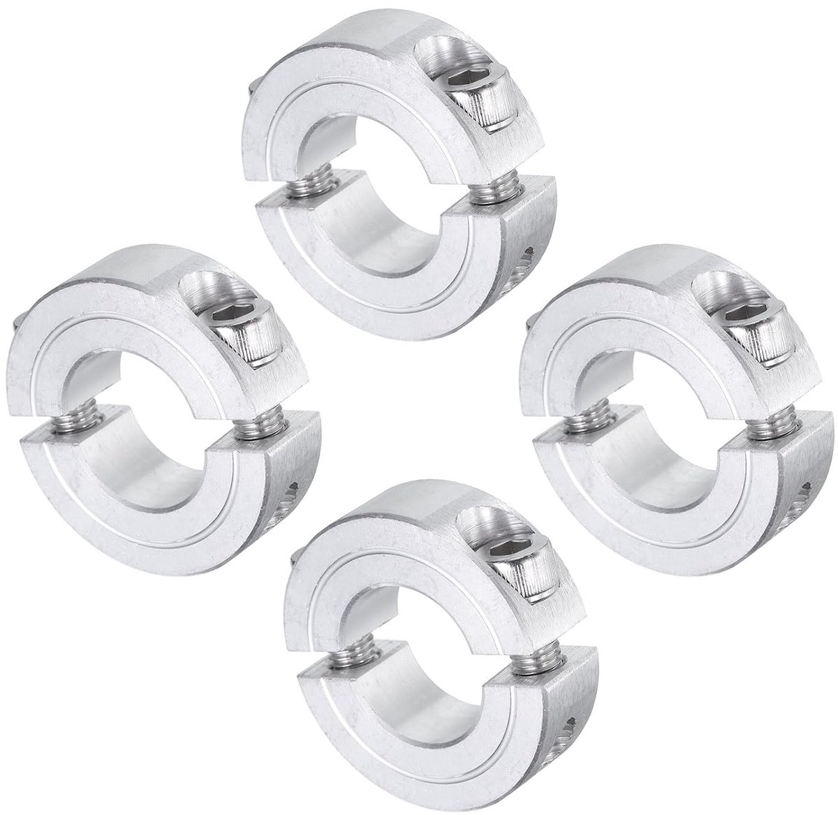 4 stuks dubbele klemmen voor 3/4 inch as, tweedelige klem, 1-1/2 inch Od, dikte 1/2 inch, gedeelde kraagklem, schroefbevestiging van aluminiumlegering