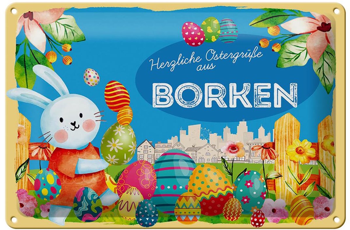 Blechschild Ostern Ostergrüße 30x20cm BORKEN
