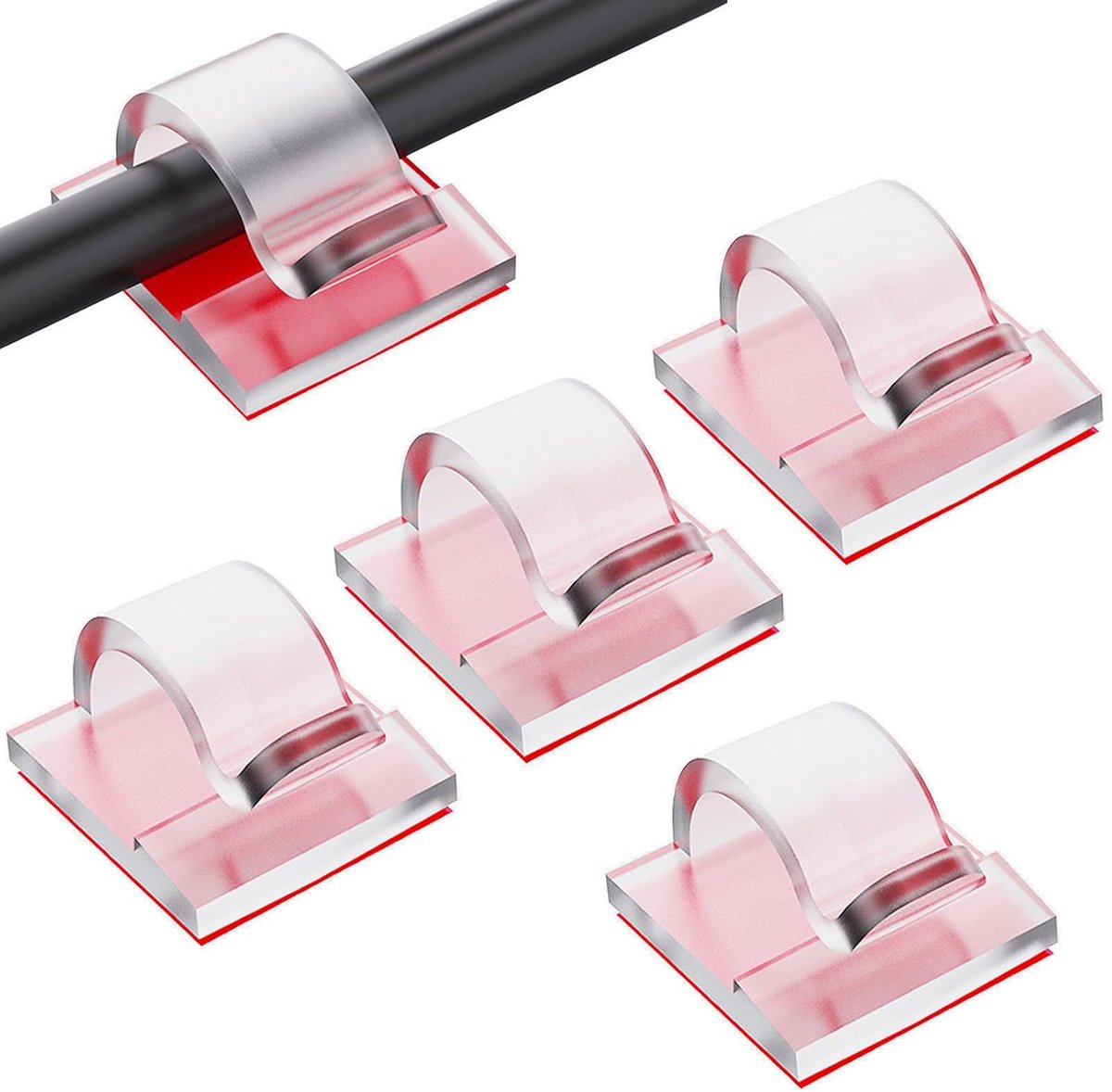 100 stuks zelfklevende kabelhouders, kabelorganizer voor muren, ondertafels, kerstverlichting, auto's, dashcams, ethernet, elektronica (doorzichtig)