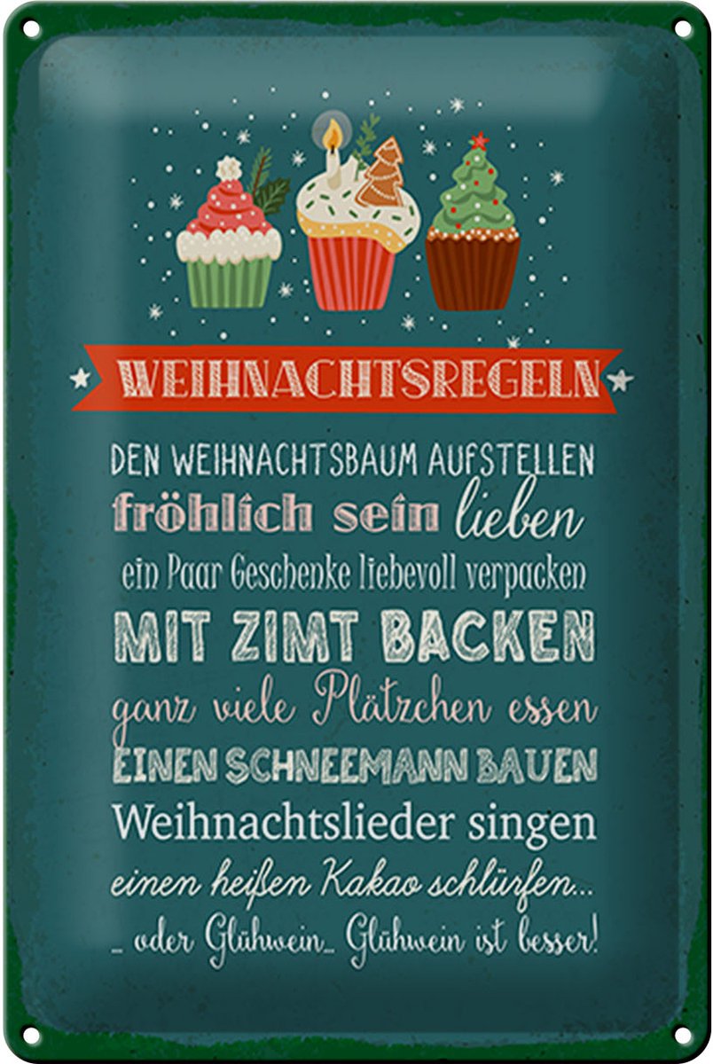 Blechschild Spruch 20x30cm Weihnachtsregeln