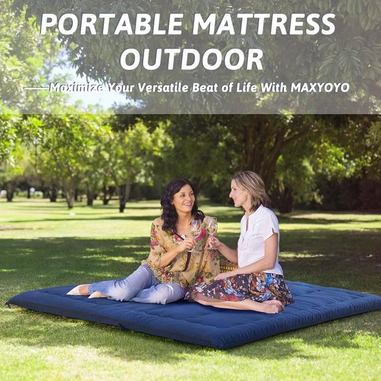 Opvouwbaar Matras - Gastmatras Vloermatras - Comfortabel Slapen - Met Handvat en Rits - 190 x 71 cm - Blauw — afbeelding 2