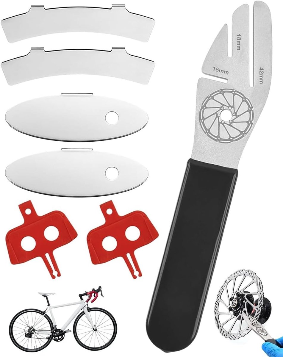 Gereedschap voor het uitlijnen van fietsremschijven, set voor het instellen van schijfremmen met 4 afstandhouders en 2 beschermschijven