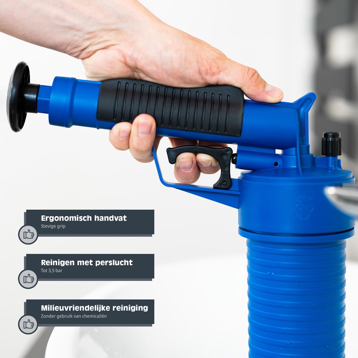SnelShoppen - Afvoerontstoppingspomp Hoge Druk - Professionele Ontstopper voor Keuken en Badkamer - Krachtige Waterdruk - Handzaam en Efficiënt