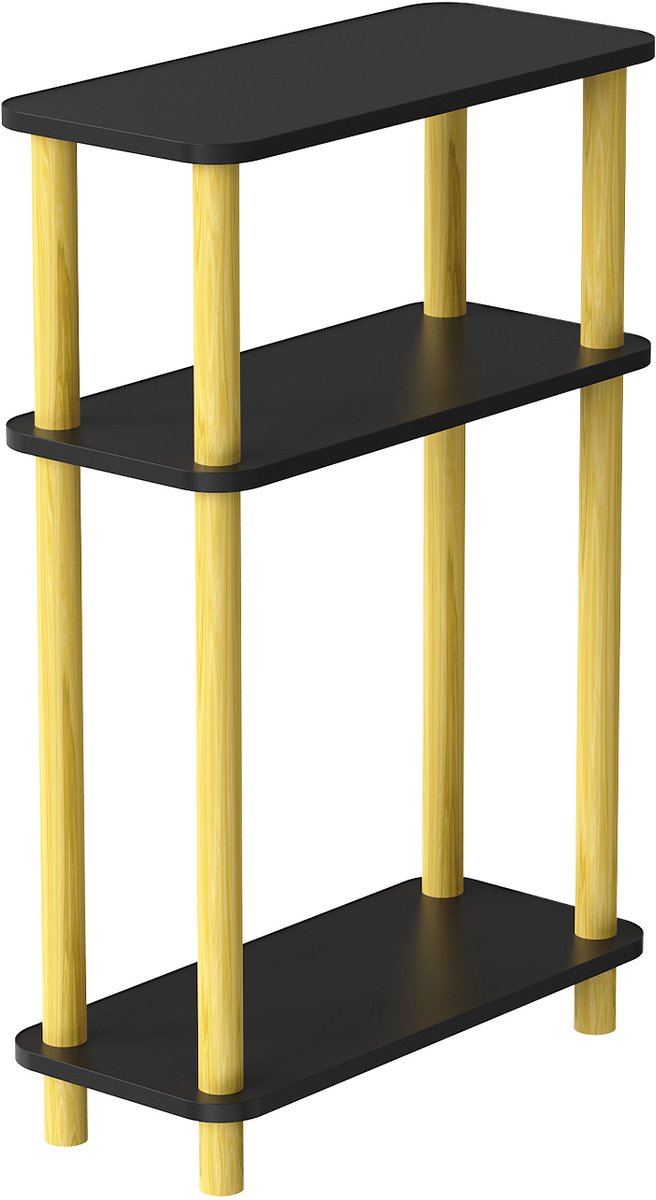 PIPIPOXER Bijzettafel - Tafeltje- Kleine Salontafel - Tafel Industrieel - - Nachtkastje-Bijzettafel hout l - Banktafel - 40x18x60 cm -Zwart