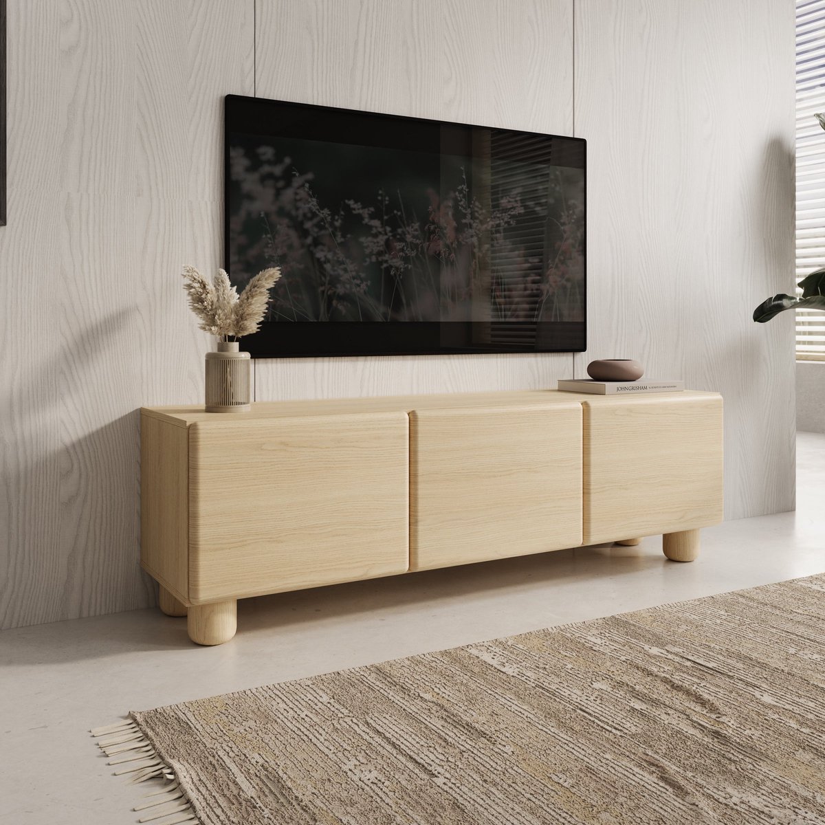 Meubella - Luvano - TV-Meubel - Licht eikenpatroon - 150x38x47 cm