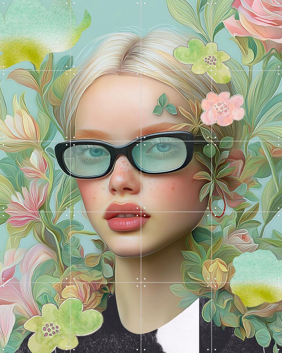 IXXI Re Created Her, Henriette Visscher - 80 x 100 cm - Gratis ophangtool - Grote wanddecoratie en posters - Kleurrijk, Modern, Digitale Kunst