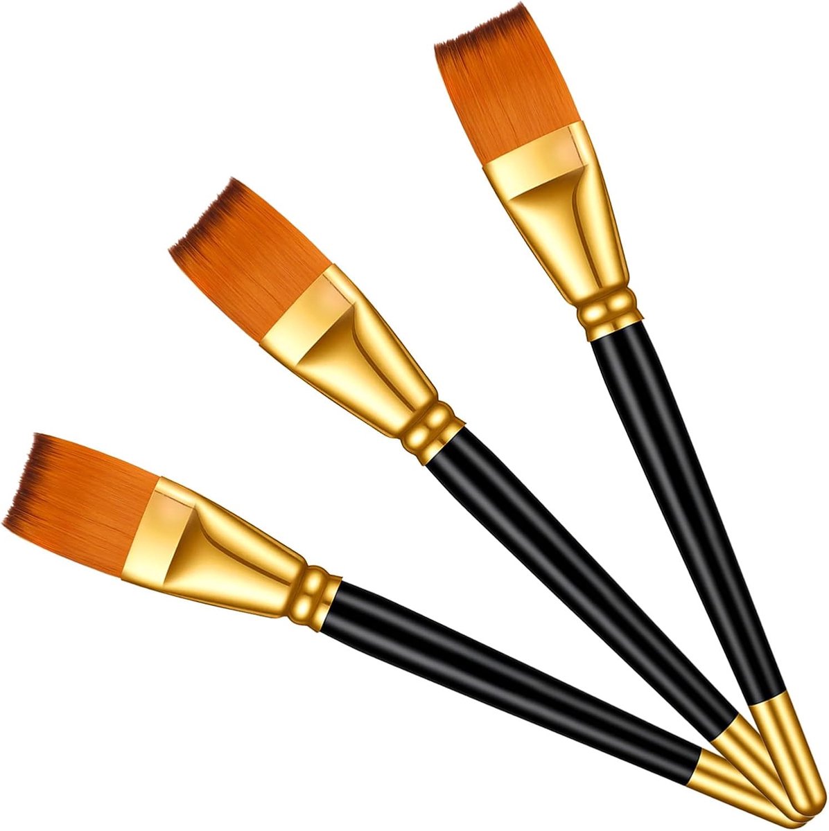3 stuks penselen voor acrylverf, 25 mm, platte penselen, acryl, nylon, penseelset, acrylverf, schilderkwast, kunstenaar, lakkwast voor olieverf, aquarelschilderen, gouacheschilderij, acrylschilderen