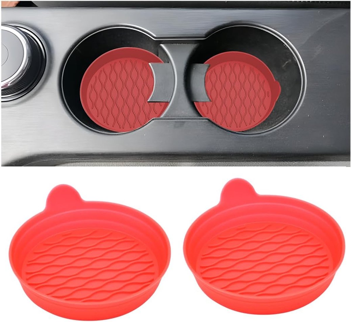 2 stuks auto-onderzetters, siliconen onderzetters, hittebestendige auto-onderzetters, universele onderzetters voor voertuigen, bekerhouders, accessoires (rood)