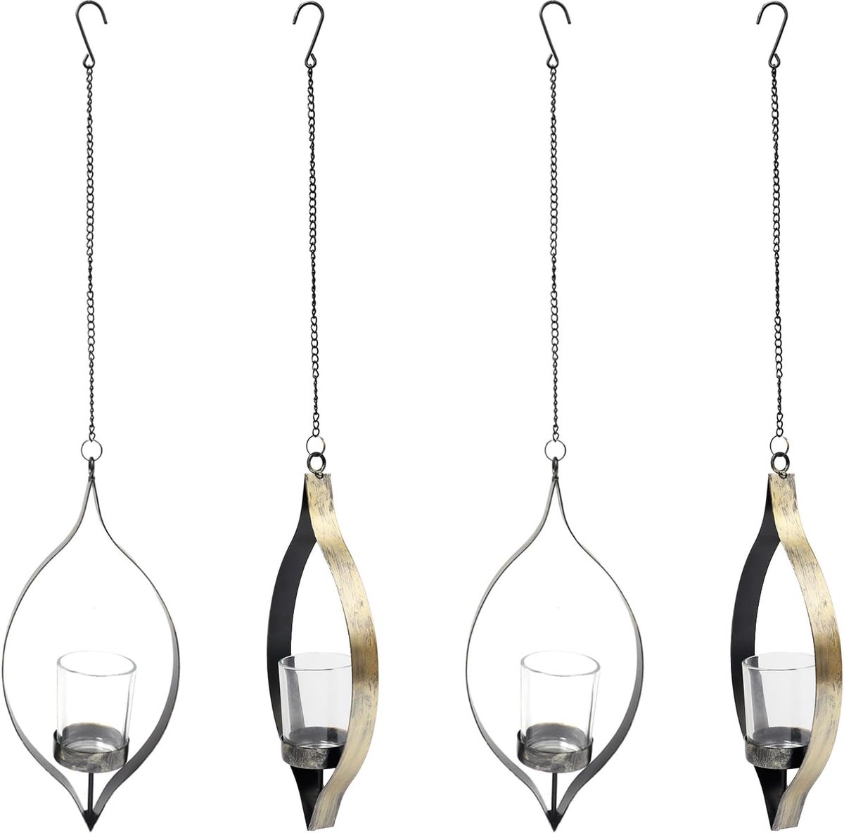 Theelichthouders, metalen kaarsenhouders, hangend met theelichtje, glazen set, aan de muur, hangende kaarslampen, vintage doe-het-zelf flessenlamp, theelichtstandaard voor