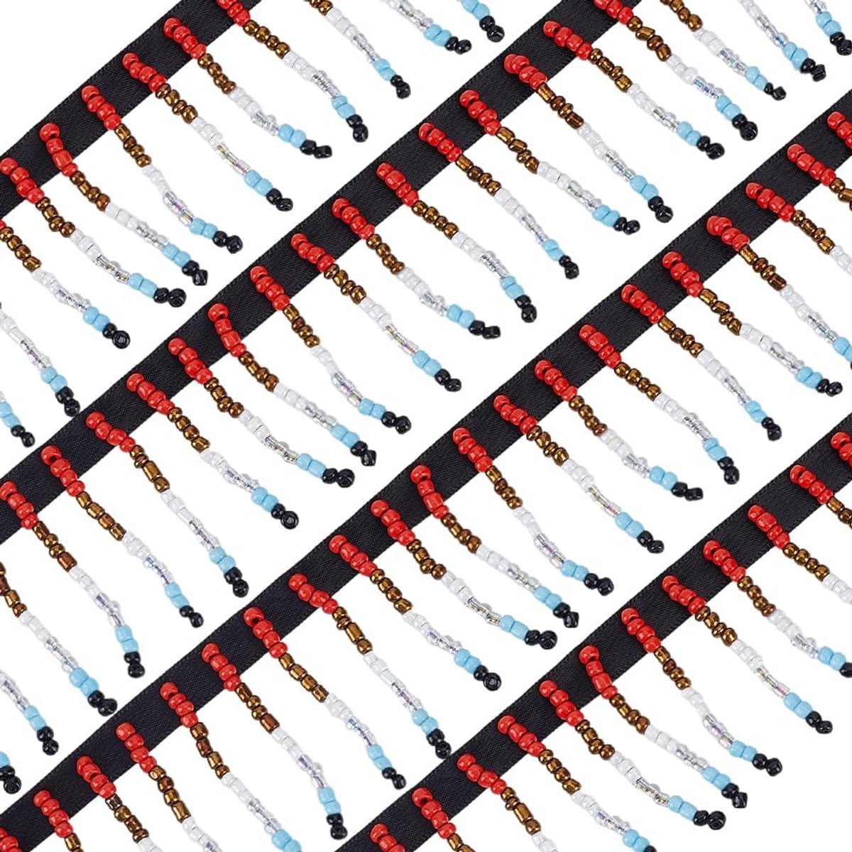 PandaHall 1,83 m Kralen Kant Trim Kwastje, Etnische Stijl Glazen Kralen Franje Trim 5cm Brede Kristal Kralen Kwastje Kant Lint voor Dans Kostuums Naaien Lampenkap Gordijn DIY Craft Decoratie