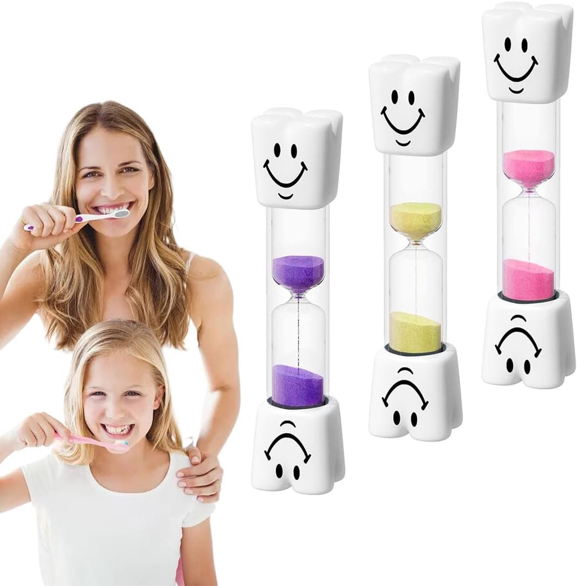 zandloper, voor kinderen, tandverzorging, keuken, kantoor, kinderspel, zandloper, timer, 3 stuks