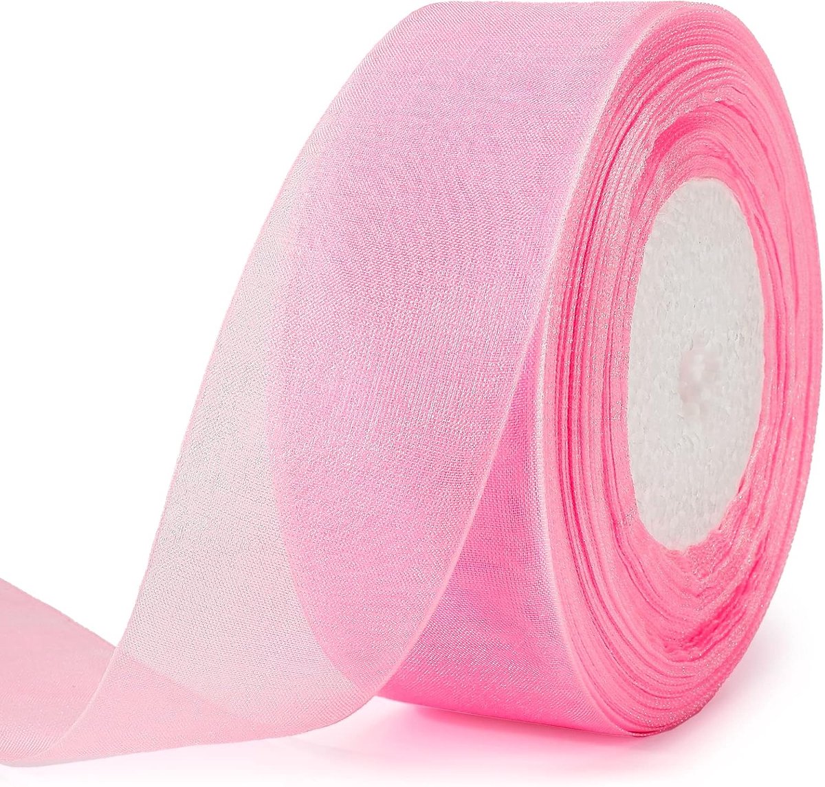 jijAcraft 4 cm transparant organzalint roze: chiffonlint voor cadeau 45 m breed tullint voor strik transparant cadeaulint voor bloemen knutselen, kerstboom
