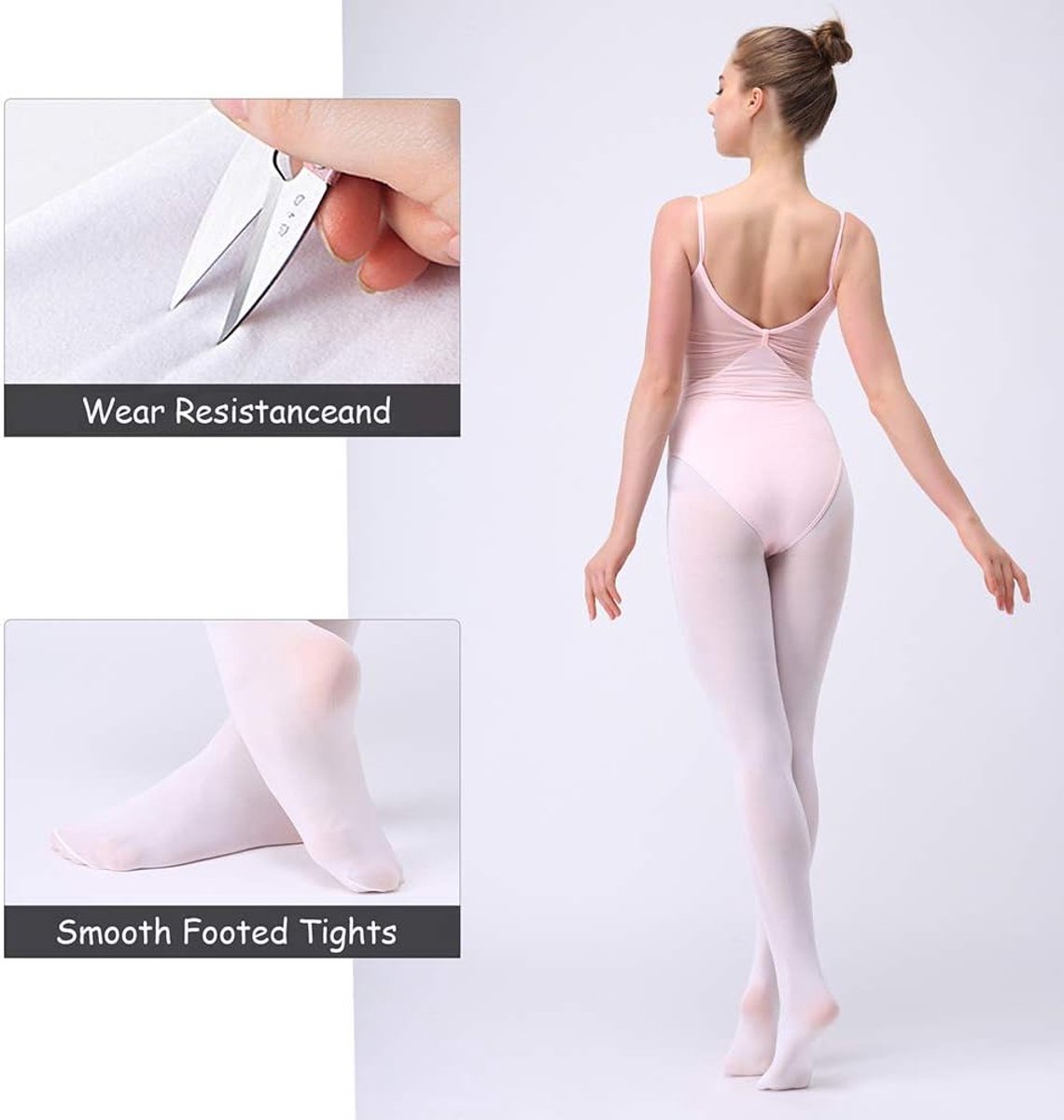 Balletmaillot voor kinderen, danspanty met voet, ultra stretch, 90D, voor meisjes en dame