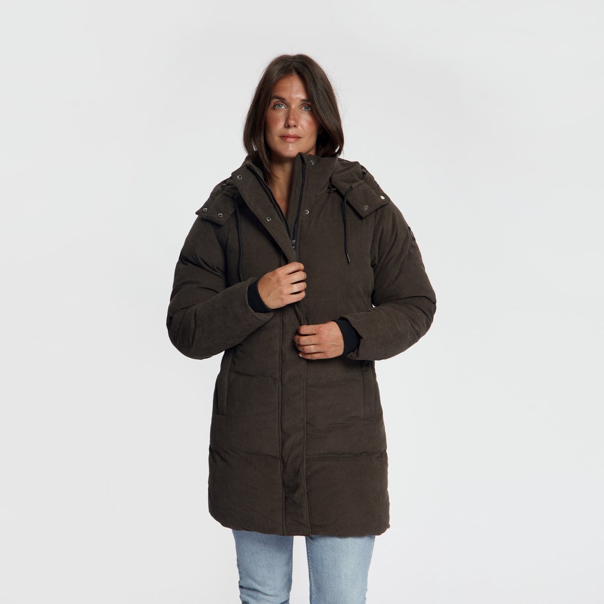 Travelin' Ulvik Dames - Puffer winterjas - Corduroy - Donkerbruin