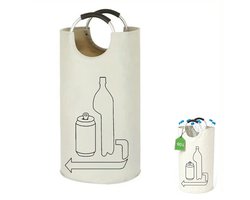 Wasmand - Opbergzakken van Oxford-stof - Vuilniszak - Verzamelbak voor lege flessen - Opvouwbare Opbergcontainer,Aluminium Handvat , Grote Capaciteit - Oxford Stof - 79×38 CM - Geschikt voor keuken, garage, tuin, camping en opslagruimtes - Wit