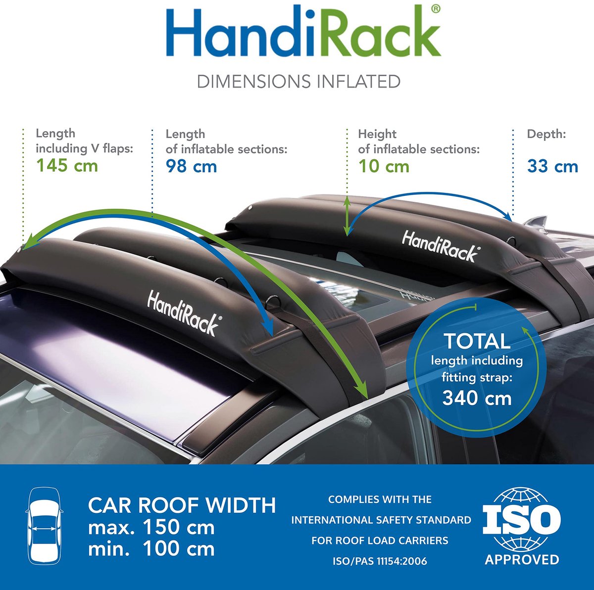 SnelShoppen - HandiRack Universeel Auto Dakrek - Quick Fit Zware Dakdragers voor Auto - Zwart - Ideaal voor Vakantie, Camping, Fietsen, en Buitensport thumbnail 5