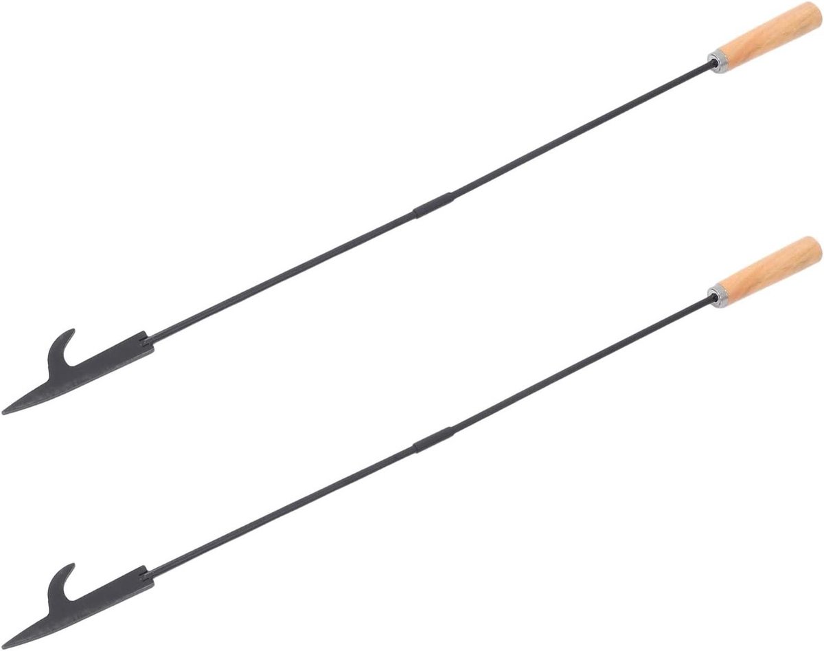 Vuurkorf Pook - Kampvuur Gereedschap - Vlammen Beheersen - Houten Handvat - 83 cm Lengte - Zwart