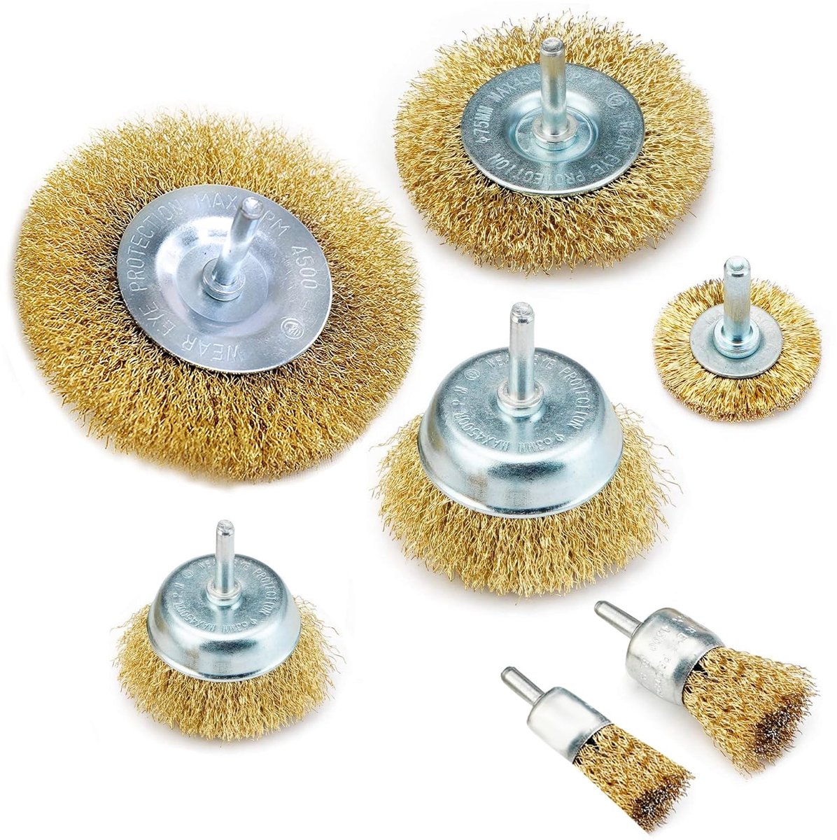 Set van 7 Draadborstels voor Boormachine, Koper en Staal, Ideaal voor het Verwijderen van Roest, Verf en Corrosie met 6mm Ronde Schacht