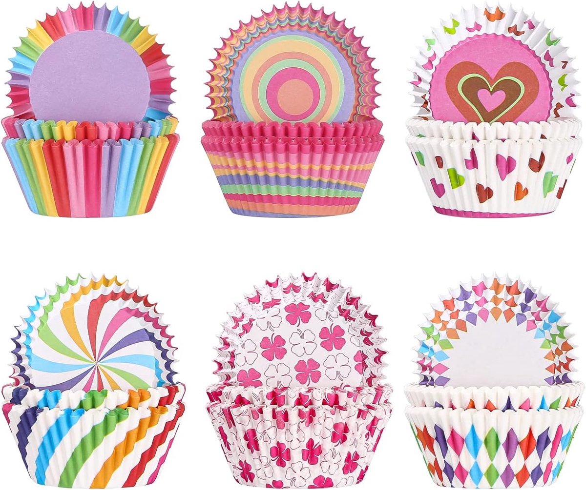 SnelShoppen - 300 Stuks Muffin Cups Papieren Muffins Bakvormen Cupcake Regenboog Papieren Wraps Liners voor Bakken Dessert Feest Verjaardag Trouwen