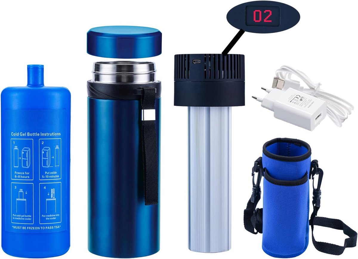 SnelShoppen - Insulin Travel Cooler Bag - 2-8 Grad - Auto Shut Off - USB - TSA Goedkeuring - Biogel Cooler Box voor Medicatie - Ideaal voor Diabetici