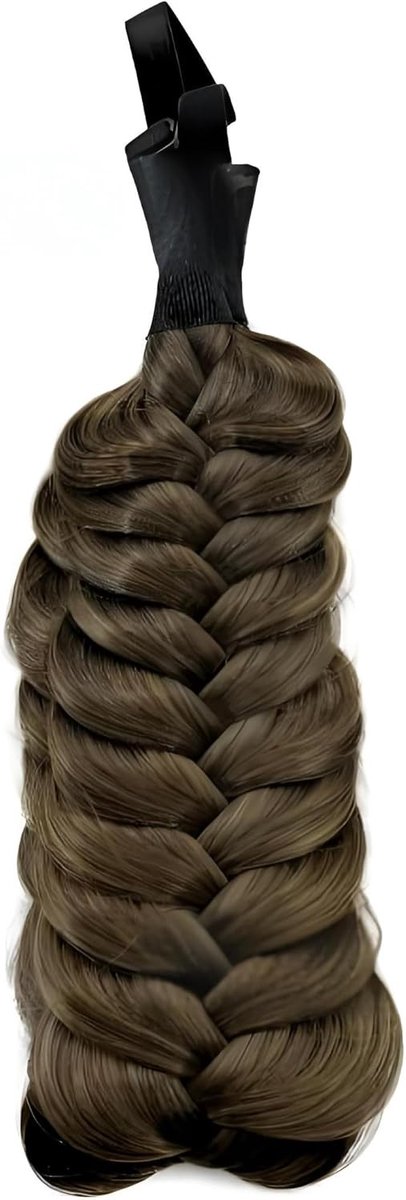 2 Strengen Vlecht Haarband van Synthetisch Haar, Elastische Rekbare Vlechtband voor Haar (Bruin, L) - Perfect voor Vlechten, Haaraccessoires en Mode