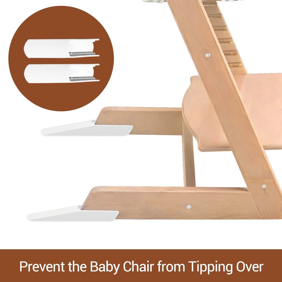Set van 2 Inlegstukken voor Kinderstoel, Antislip Beugel, Verlengde Pootbescherming, Veiligheid en Comfort, Wit, Geschikt voor Tripp Trapp