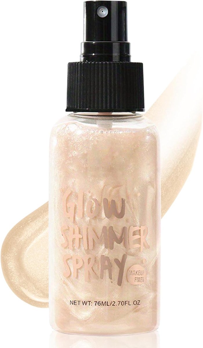SnelShoppen - Shimmering Body Oil, Glitter Body Spray, Liquid Highlighter voor Huid & Haar - Langdurige Glittereffect, Champagne Goud - Luxe Body Glit