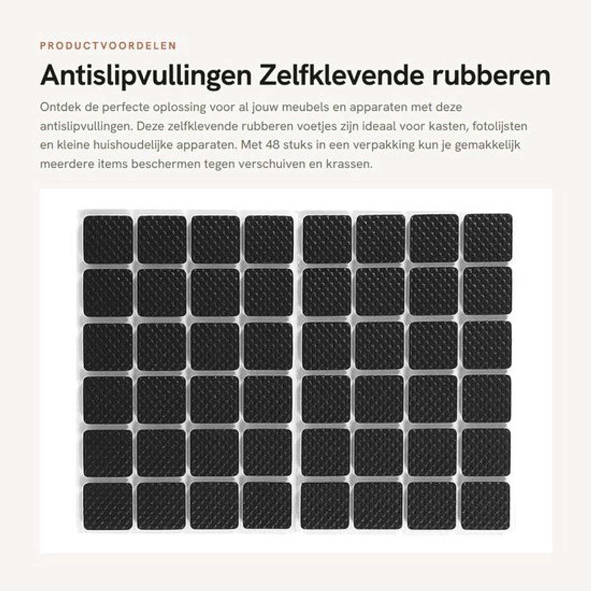 Antislipvullingen 48 Stuks - Zwarte Rubber Voetjes - Zelfklevend - Duurzaam TRP-Rubber - Bescherming Voor Meubels - Eenvoudig Te Plakken - Rubberen Pads